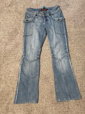 Dollhouse Light Blue Flare Jeans with Cargo Pockets
